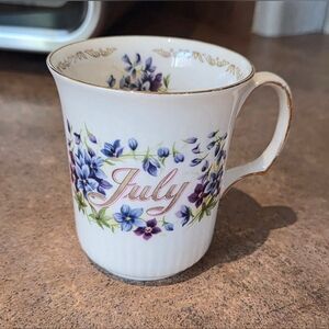 July Floral Porcelain Mug with Gold Trim